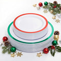 I00000 60PCS Christmas Plastic Plates, Red and Green Plastic Plates, Disposable Set Include 30 Green Dinner Plate, 30 Red Dessert Plate, Perfect for Christmas