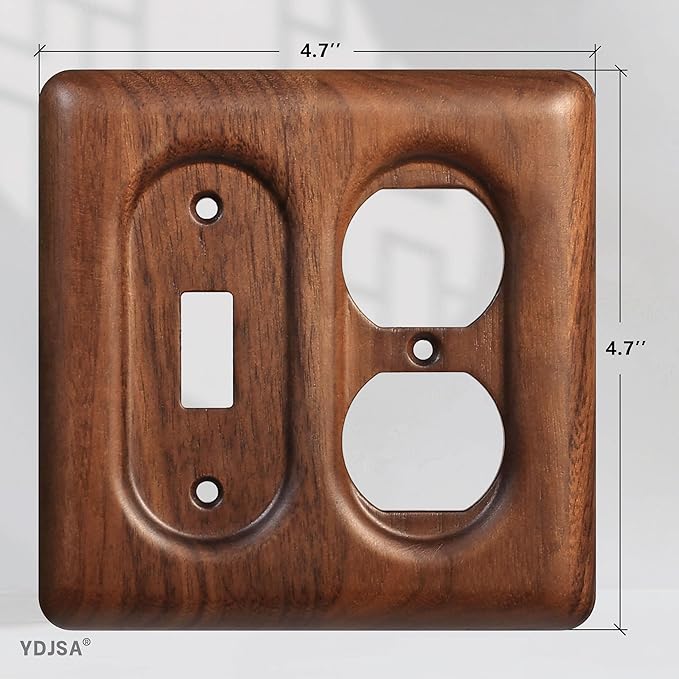 Decorative Outlet and Light Switch Covers Solid North American Walnut Plug Plate and Single Toggle Wall Plates for Rustic Contemporary Interiors