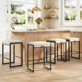 VASAGLE EKHO Collection - Bar Stools Set of 4, Counter Height Bar Stools, Synthetic Leather with Stitching, Mid-Century Modern Counter Stools, 26-Inch Tall, Kichen Home Bar Dining Room, Cream White