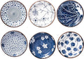 Japanese Style Ceramic Dipping Bowls,4'' Side Dishes Soy Sauce Dish for Sushi Dip,Snack,3 Oz Small Blue and White Pinch Bowl for Kitchen Prep - Set of 6 (4 inch)