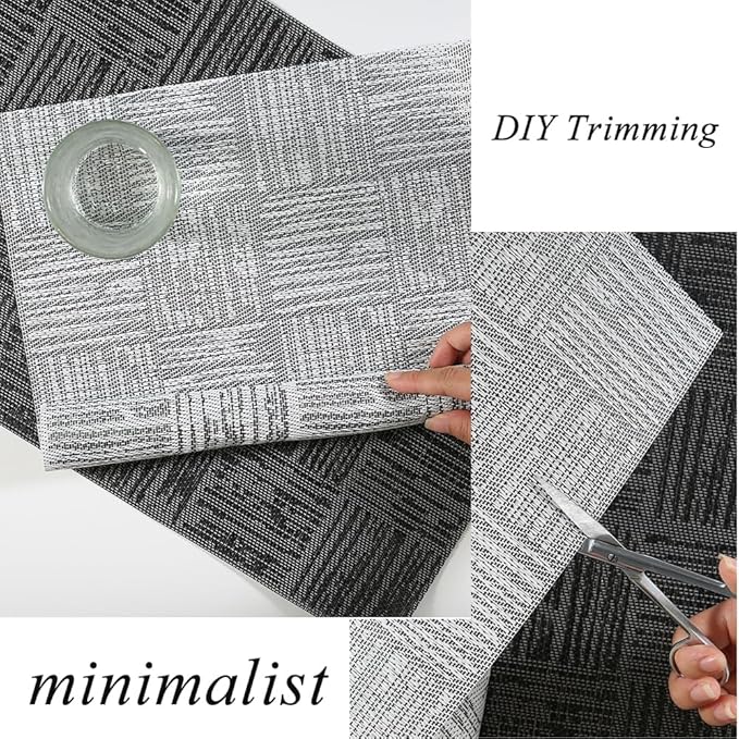Placemats Set of 6 Plastic Vinyl Place Mats for Dinner Table, No-Slip Wipeable Table Mats Daily Use Patio Kitchen Decoration (18"x12", Black)