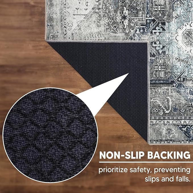 Keen Home Design 3x5 Rug - Machine Washable Entry Rug with Non-Slip Backing, Ideal for Enteryway, Kitchen, Bathroom, Laundry Room - Vintage, Easy Clean, Durable, Low Pile - (3' x 5')