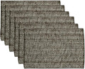 Sweet Home Collection 100% Cotton Placemats for Dining Room Rectangle Two Tone Woven Fabric 13" x 19" Soft Durable Table Mat Set, Set of 4, Chocolate
