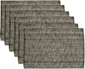 Sweet Home Collection 100% Cotton Placemats for Dining Room Rectangle Two Tone Woven Fabric 13" x 19" Soft Durable Table Mat Set, Set of 6, Chocolate