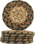 Homespice Russet Jute Braided Coasters 4", Warm Country Decor, Set of 6, Multicolor - Durable, Absorbs Moisture, Easy to Clean and Protects Furniture