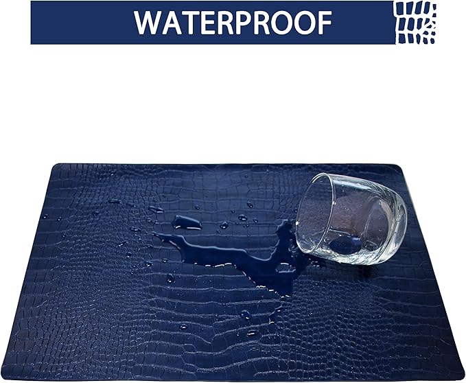 Set of 4 Faux Leather Placemats, PU Table Mats, Waterproof, Stain Resistant, Heat Resistant, Easy to Clean for Kitchen Dining Table,Conference Table