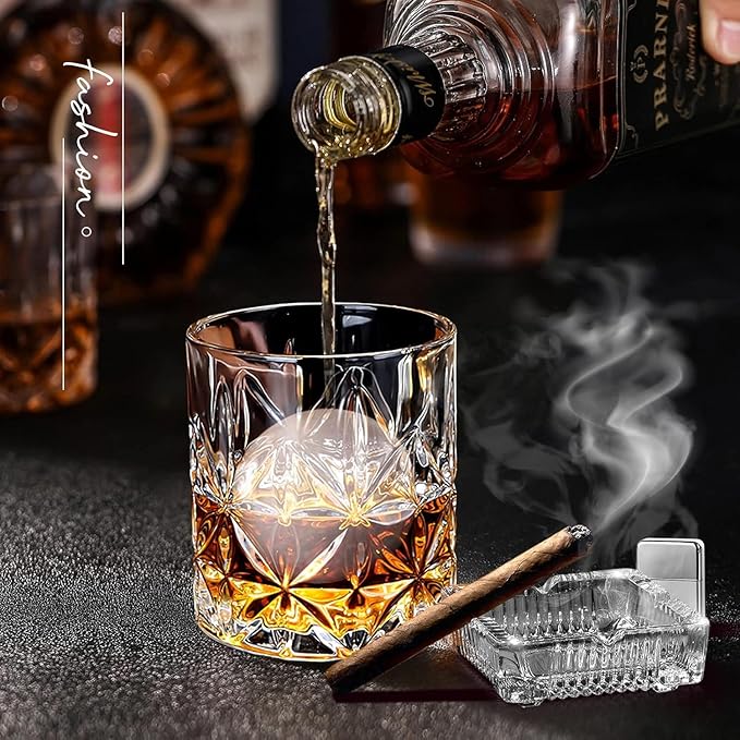 Crystal Whiskey Glass Set of 5 - Old Fashioned Bourbon Glasses, Perfect for Scotch and Cocktails (Style 1,5pcs)