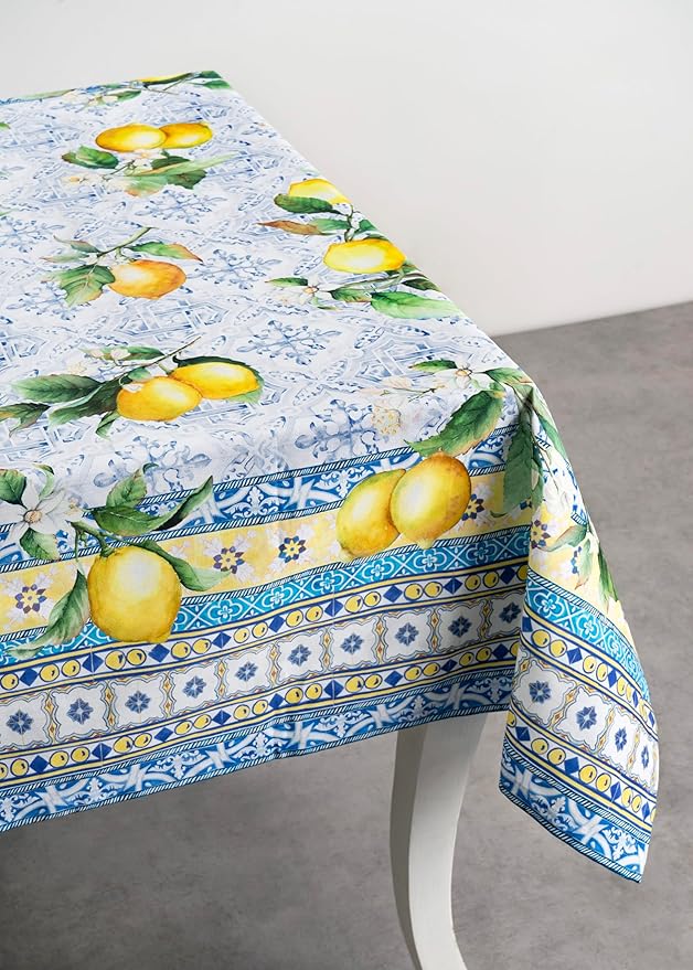 Maison d' Hermine Table Cloth Rectangle Table 100% Cotton 70 x 90 Inches Tablecloth Reusable Decorative for Dining Room Farmhouse Home Valentines Day Decorations Spring Summer - Citrus