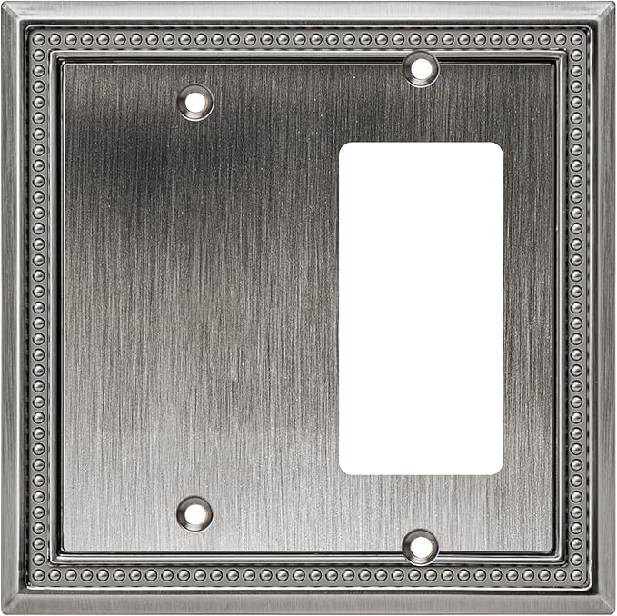 Henne Bery Sunken Pearls Heavy Duty Decorative Wall Plate Switch Plate Outlet Cover (Blank/Decorator, Heirloom Silver)