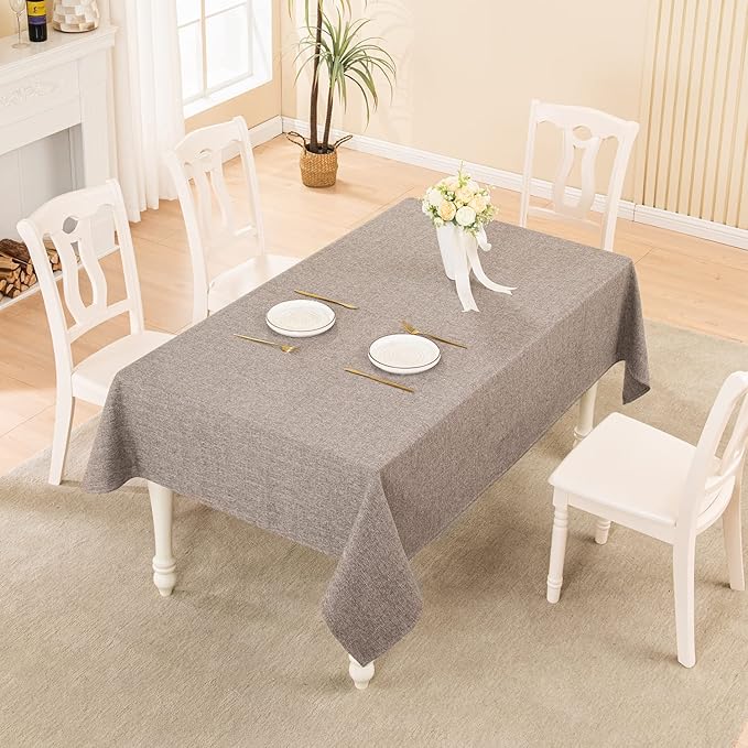 BALCONY & FALCON Rectangle Tablecloth Washable Wrinkle Resistant and Water Proof Table Cloth Decorative Linen Fabric Tablecloths for Dining Parties Kitchen Wedding and Outdoor Use (Taupe Gray, 57x118)