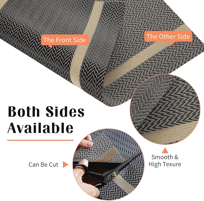 FAVE Placemats Set of 6 Brown Placemat Woven with Golden Thread Durable and Wipeable Vinyl Placemats Heat Resistant Table Mats Set of 6 High Texture Place Mats for Kitchen Table (Brown)