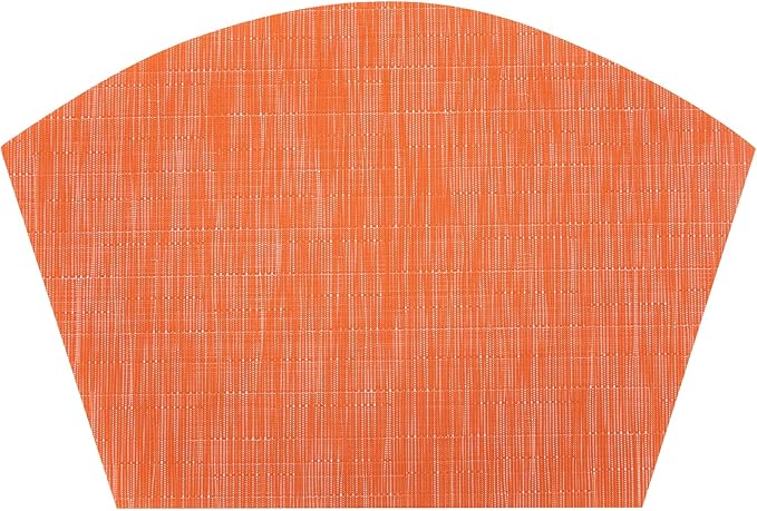 SHACOS Round Table Placemats Set of 5 Woven Vinyl Wedge Placemats with Centerpiece Round Table Mats Heat Resistant Wipe Clean (5, Orange)