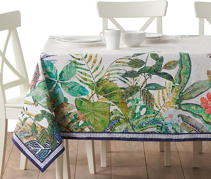 Maison d' Hermine Premium Table Cloth Square Table 100% Combed Cotton 70 x 70 Inches Tablecloth Reusable Decorative for Dining Room, Farmhouse, Home, Party, Festive & Wedding - Mosaic