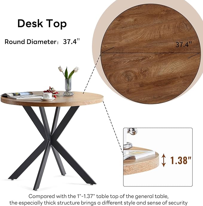 Kitchen Table Set for 4, Modern MDF Round Dining Table Set with 4 Navy Blue Dining Chairs, Upholstered Velvet Home Kitchen Chairs Armless for Space Saving