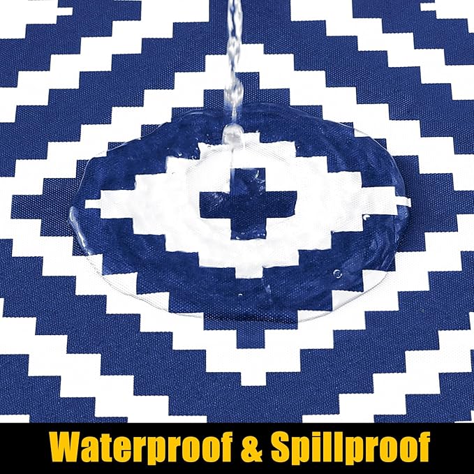Smiry Rectangle Table Cloth Cover, Waterproof Elastic Fitted Picnic Tablecloth for 8 Foot Tables, Wipeable Flannel Backed Vinyl Tablecloths for Camping, Dining, Outdoor (Navy, 30" x 96")