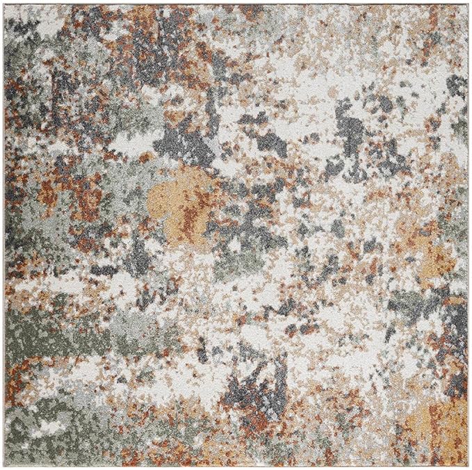 Keen Home Design Area Rugs - 8ft Round Non-Shedding, Abstract Rugs for Kitchen, Living Room, Bedroom, Dining Room, Entryway - Size: 7'10" Square, Multi