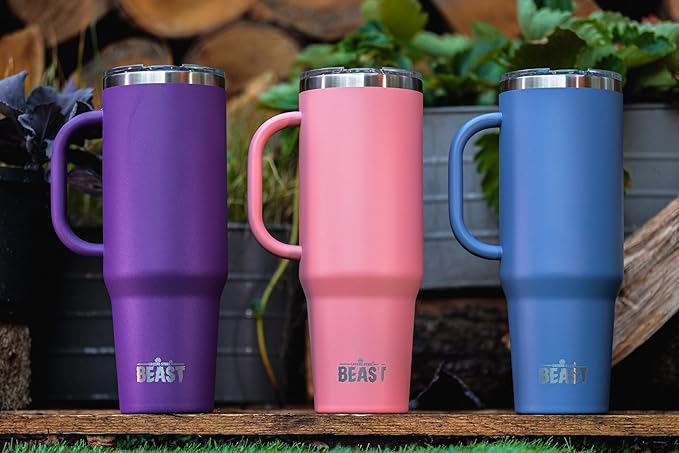 Beast 50 oz Tumbler with Handle Stainless Steel Vacuum Insulated Coffee Ice Cup Double Wall Travel Flask (Stormy Sky Blue)