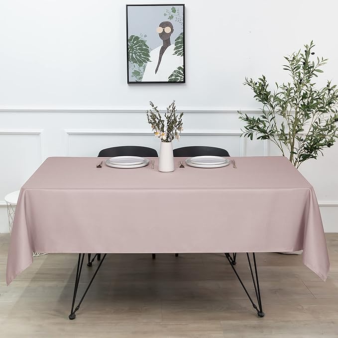 sancua Rectangle Tablecloth - 60 x 102 Inch - Stain and Wrinkle Resistant Washable Polyester Table Cloth, Decorative Fabric Table Cover for Dining Tables, Buffet Parties and Camping, Blush