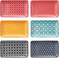 DOWAN 8" Ceramic Salad Plates Set of 6, Colorful Design for Salads, Appetizers & Desserts, Dishwasher, Microwave & Oven Safe – Ideal for Parties and Perfect for Wedding & Mother’s Day Gifts
