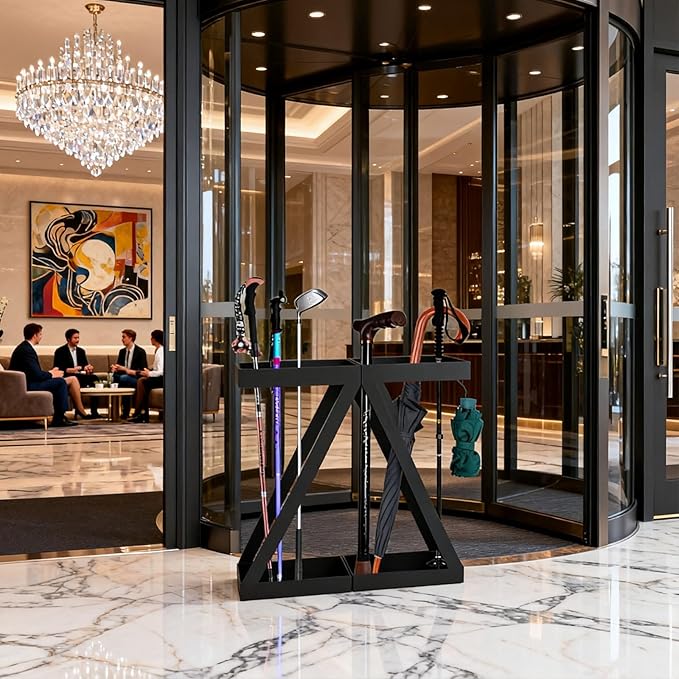 Modern Umbrella Stand with Drip Tray and Storage Shelf at The Entrance Foyer, Stylish Freestanding Umbrella Organizer, Indoor and Outdoor Umbrella Stand