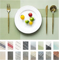 Placemats Set of 12 Vinyl/Plastic Woven Place Mats for Kitchen Table Indoor/Outdoor Washable Placemat Wipeable Dining Table Mats (Green Cube,12)