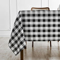 BALCONY & FALCON Gingham Table Cloth Rectangle – Machine Washable Wrinkle-Free Buffalo Checkered Tablecloth for 6ft 8ft Tables, Outdoor Picnic, Party, Kitchen Dining Decor (Black White, 55x95 Inch)