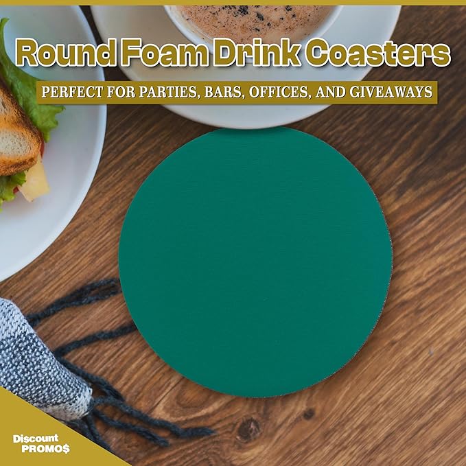 10 Round Foam Bud Coasters Pack, 4 inch - PU Foam, Party Favor - Turquoise