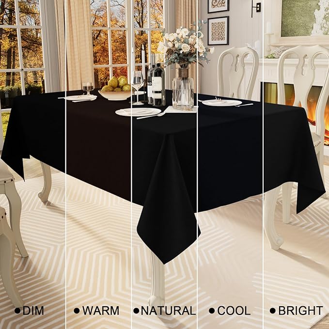 Smiry Rectangle Table Cloth Linen Textured, Waterproof Spillproof Anti-Wrinkle Burlap Tablecloth, Washable Decorative Fabric Table Cover for Dining, Party, Banquet, 60 x 120 Inch, Black