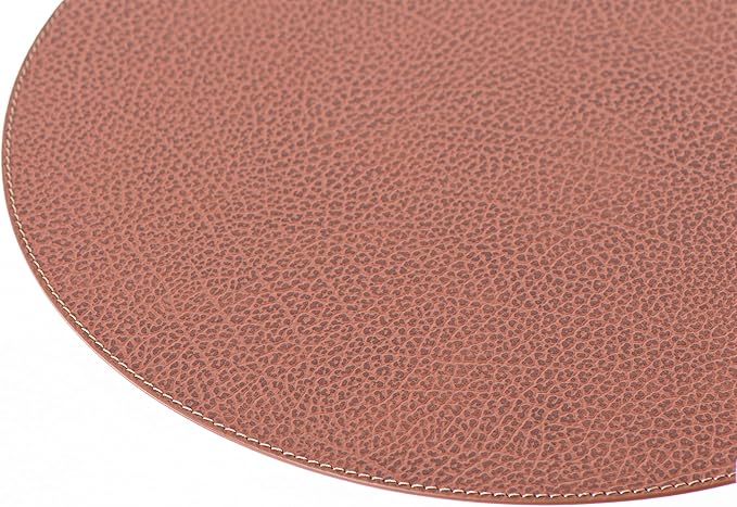 Nikalaz Oval Placemats Set (Pack of 4) Recycled Leather Table Mats 18 x 13 inches (45.7 x 33 centimetres), Kitchen Dining Table Decor by Nikalaz (Dirty Brown)