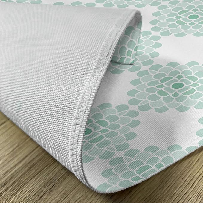 Ambesonne Floral Place Mats Set of 4, Abstract Horizontal Lines Geometric Bold Thin Stripes Ocean Themed Illustration, Washable Fabric Placemats for Dining Table, Standard Size, Seafoam White