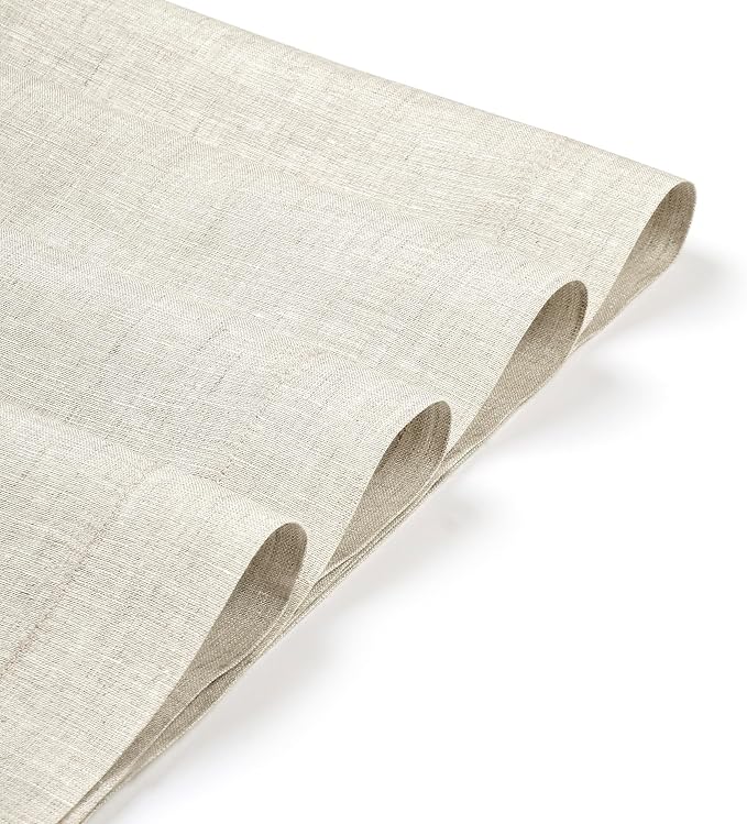 D'Moksha Homes Linen Placemats 14 x 19 Inch - Light Natural Placemats Set of 4-100% Pure Linen Table Place Mats for Valentines, Spring, Easter - Handcrafted and Machine Washable