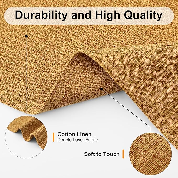 Homaxy Cloths Placemats for Dining Table Set of 4, Heat Resistant Washable Cotton Linen Blend Table Mats, Easy to Clean Place Mats for Indoor Outdoor Party Kitchen Decoration, 13" x 19", Amber