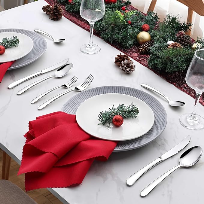 Onader 60 Piece Heavy Duty Silverware, Cutlery Set for 12, Stainless Steel Flatware Set