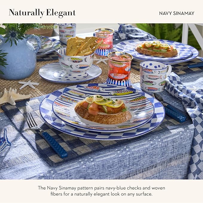 MACKENZIE-CHILDS Set of 4 Sinamay Placemats, Durable Woven Table Mats, Navy