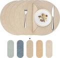 Round Wipeable Placemats Set of 6 – Faux Leather Round Table Mats, Waterproof & Washable Vinyl Placemats, Circle Design for Dining Table Decor– Taupe