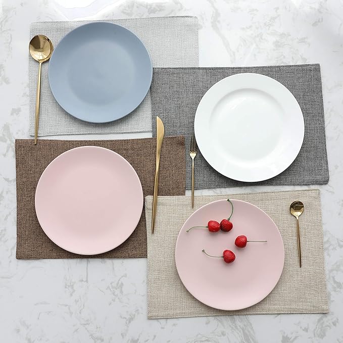 Home Brilliant Cloth Placemats Set of 6 Heat Resistant Dining Table Place Mats Kitchen Table Mats, 13x19 inches, Dark Grey
