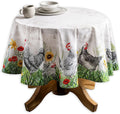 Maison d' Hermine Table Cloth Round Table 100% Cotton 63 Round Inches Tablecloth Reusable Decorative for Dining Room Farmhouse Home Valentines Day Decorations Spring Summer - Basse Cour
