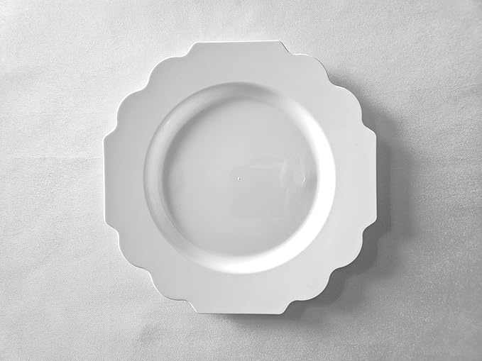 " OCCASIONS " 80 Plates Pack,(40 Guests) Heavyweight Wedding Party Disposable Plastic Plates Set -40 x 10.5'' Dinner + 40 x 8'' Salad/Dessert Plate (Imperial White)