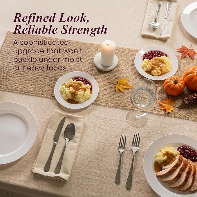 Aya's 120 Pack White Plastic Plates for Party - Round, Heavy Duty, Disposable Plate Set, 60 Each of 10" Dinner and 7.5" Salad Dessert Plates - Ideal for Weddings, Holidays, and Special Events