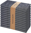Urban Villa Cloth Napkins Set of 12 20x20 Inches 100% Cotton Napkins Cloth Washable Durable Reusable Absorbent Table Dinner Napkins Cloth for Hotel Lunch Restaurant Weddings Parties - Black Chambray