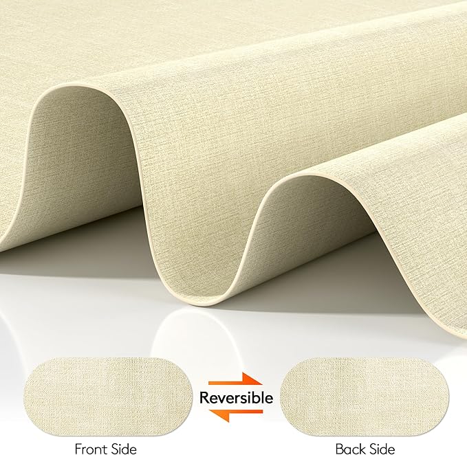 DOLOPL Placemats Set of 6, Oval Reversible Wipeable & Heat Resistant Place Mats, Modern Faux Leather Table Mats for Kitchen, Neutral Tablemats for Dining Table Decor, Wedding, Party(Beige)
