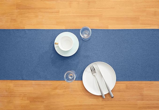 Vintage Blue Table Runner 13x108 Inches Long, Cotton Linen Farmhouse Style Seasonal Dresser Scarf for Kitchen Dining Coffee Table Parties Wedding Home Decor (13” x 108”, Vintage Blue)