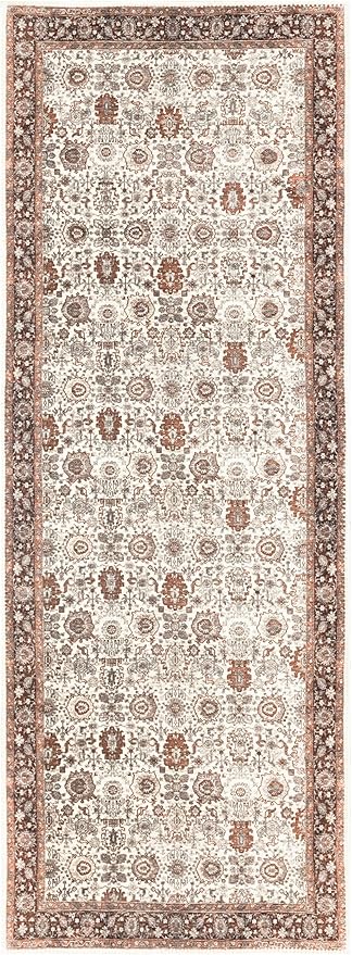 Keen Home Design 2x7 Rug - Machine Washable Runner Rug with Non-Slip Backing, Ideal for Hallway, Entryway, Kitchen, Laundry Room - Vintage, Easy Clean, Durable, Low Pile - (2'6" x 7')