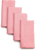 D'Moksha Homes Dusty Pink Linen Napkins 18 x 18 Inch - 100% Pure Linen Cloth Washable Dinner Napkins Set of 4 for Valentines, Spring, Easter