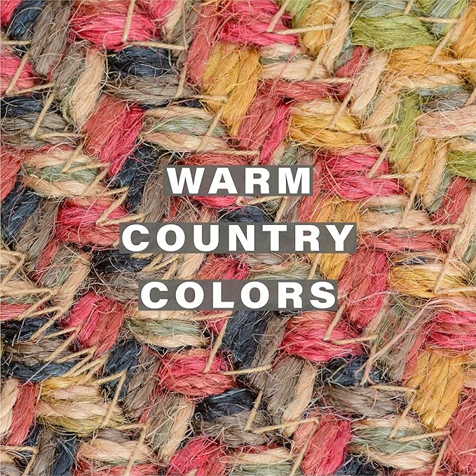 Homespice Kingston Braided Oval Table Runner, Warm Country Decor, Multicolor 11x36 - Jute Dining Table Accessories - Rich Colors, Easy to Clean, Durable and Protects Furniture