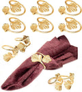 CLEENTABLE Ginkgo Leaf Napkin Rings Set of 10 - Holiday Napkin Rings Decorative Metal Napkin Holders for Wedding Party Holiday Banquet Christmas Dinner Delicate Serviette Buckles Decor (Gold)