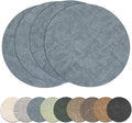 13" Round Placemats Set of 4, Reversible Faux Leather Heat Resistant Table Mats, Waterproof Oilproof Wipeable Table Protective Placemats for Vinyl, Washable for Indoor & Outdoor Use (4, Light Blue)