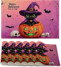 Halloween Pumpkin Placemats Set of 6,Trick or Treat Placemats Washable Kitchen Dining Linen Table Mats Stain Heat-Resistant for Home Party Indoor 12x18 inch