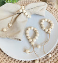 Handmade Napkin Ring with Wood Beads & Jute Twine - Affordable Rustic Wooden Napkin Ring Holder for Table Decoration | Boho Style Farmhouse Napkin Rings | Napkin Rings Set of 6