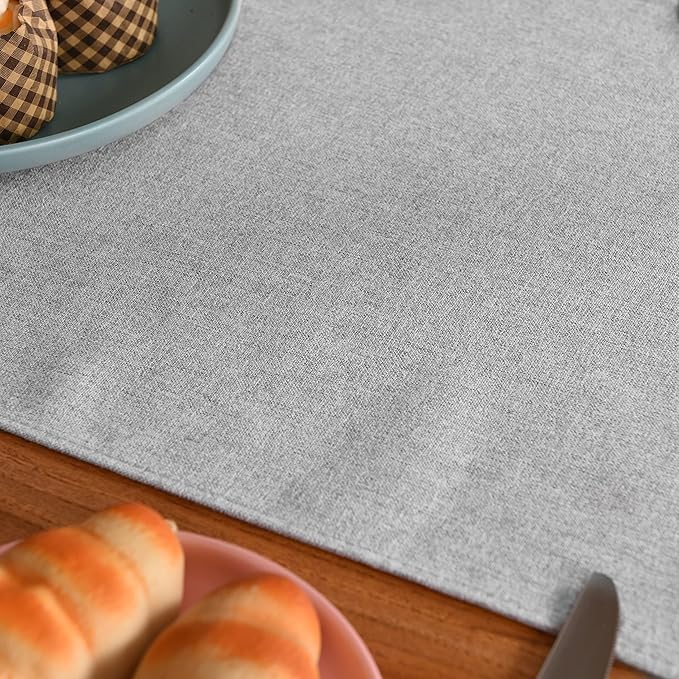 Table Runner 13 x 108 Inches Long, Cotton Linen Farmhouse Style Grey Table Linen for Kitchen Dining Coffee Table Parties Wedding Home Decor (Modern-Grey, 13” x 108”)